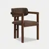 Image de Chaise De Design En Bois Et Tissu Pour Salle À Manger Toscana Noce Scuro - Marron