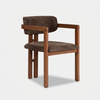 Image de Chaise De Salle À Manger Rembourrée En Bois Et Tissu Toscana - Marron