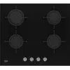 Image de Table de cuisson gaz 60cm 4 feux 7400w verre noir - Beko - HILG64221S -