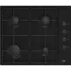 Image de Table de cuisson gaz 61cm 4 feux 7900w noir - Beko - HIGG64123SB -