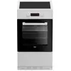 Image de Beko FSM58301WC, Cuisinière indépendante, Noir, Blanc, Rotatif, Tactile, Blanc, Façade / Façade supérieure, LCD