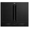 Image de Table induction aspirante BEKO série bPRO 700 60 cm 4 foyers 2 zones modulables Verre noir - Neuf