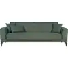 Image de Canapé convertible 3 places - HENRY - Tissu vert foncé - 3 coussins - coffre de rangement - 234 x 85 x 84 cm