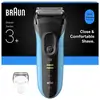 Image de Rasoir électrique Braun Series 3+ 3040S Grille MicroComb Tondeuse Précision Bleu - Neuf