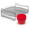 Image de Philips Kit d'accessoires - 1 accessoire double épaisseur pour l'Airfryer - Kit d'accessoires - Philips - Rouge - Argent - Acier chromé - Acier inoxydable - Silicone (HD9904/01)