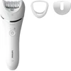 Image de Épilateur Philips BRE700/00 pour utilisation sur peau sèche ou humide, 3 accessoires, 32 pinces, sans fil, 2 vitesses, Opti-Light, disques en céramique, argenté