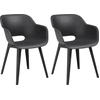 Image de Allibert by Keter Fauteuil de jardin Akola, graphite, set de 2, plastique, dimensions : 56.7 x 55.8 x 80.1 cm, empilable, résistant aux intempéries, Outdoor