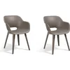 Image de Allibert by Keter Fauteuil de jardin Akola, cappuccino, set de 2, plastique, dimensions : 56.7 x 55.8 x 80.1 cm, empilable, résistant aux intempéries, Outdoor