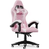 Image de Bigzzia Chaise de jeu ergonomique - Chaise de gamer avec coussin lombaire + appui-tête Chaise de jeu réglable en hauteur Chaise d'ordinateur pour adulte fille garçon - Rose blanc