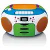 Image de Radio portable enfant LENCO SCD-971 avec lecteur CD et cassette, Bluetooth, FM numérique, sortie casque 3,5 mm et enceinte 1,2 W, écran LCD ambre multicolore - Neuf