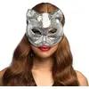 Image de Demi-masque Disco cat argent