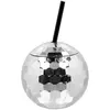 Image de Gobelet boule disco argent avec paille