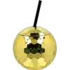 Image de Gobelet boule disco OR avec paille