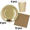 Image de Set de table or - 6 assietes, 6 gobelets, 12 serviettes