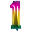 Image de Ballon mylar rainbow 86cm CHIFFRE 1, Multicolore