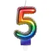 Image de BOUGIE balloon multicolore avec mèche, chiffre 5