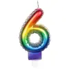 Image de BOUGIE balloon multicolore avec mèche, chiffre 6