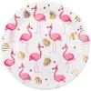 Image de Sachet de 10 assiettes Flamants Roses, rose et or 23 cm