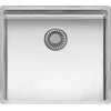 Image de Reginox Evier à encastrer 3D 490x440 - Evier de cuisine avec pratique soupape de trop-plein du panier à tamis intégral, inox satiné