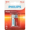 Image de Philips Power Pile alcaline rechargeable 6LR61P1B/10 - jetable - alcaline - 9 V - 25 mm - 17 mm - 48 mm