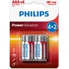 Image de Philips Power Alkaline LR03P6BP/10 Pile domestique - Piles (jetables, AAA, alcalines, 1,5 V, 6 pcs, blanches)