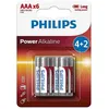 Image de Philips - Power Alkaline Lr03p6bp/10 Household Battery - Batteries (pile À Usage Unique, Aaa, Alcaline, 1,5 V, 6 Pièce(s), Blanc)