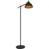 Image de Lampadaire Led Nove Noir Métal   Abat-jour Doré Ø 22cm   Hauteur Ajustable Jusqu'à 172cm   Socle E27   Câble 190cm Avec Interrupteur   Steinhauer