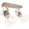 Image de Steinhauer - Plafonnier Plafonnier En Bois Applique Murale Industrielle Orientable, Métal Blanc, 2x Douilles E27, Lxlxh 27x14x27 Cm