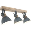 Image de Mexlite - spot - Gearwood - gris - métal bois de caoutchouc - spot en saillie - E27 - 2133GR