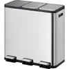 Image de EKO - Ecocasa 1 Poubelle à pédale 15+15+15 litres - Acier inoxydable - Acier inoxydable mat