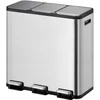 Image de Eko - Poubelle À Pédale Tri Sélectif Ecocasa 1 15+15+15 Litres - Stainless Steel - Inox Mat