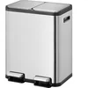 Image de Eko - Poubelle À Pédale Tri Sélectif Ecocasa 1 30+30 Litres - Stainless Steel - Inox Mat