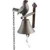 Image de Esschert Design Cloche de porte Oiseau avec chaîne à tirer Marron antique - Fonte