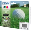 Image de Lot de quatre cartouches d'encre Epson Golf Ball 34, DURABrite Ultra, rendement standard, noir, cyan, magenta, jaune, encre à base de pigments, 6,1 ml, 4,2 ml, 1 pièce