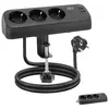 Image de Prise multiple de bureau ACT avec 3 prises de type F, 30 W Power Delivery, ports USB de type C/A, longueur de câble 1,5 m, 1,5 m, intérieur, type F, type F, coudé, noir