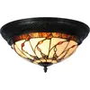 Image de Clayre & Eef Plafonnier Tiffany Ø 38x19 cm Beige Marron Verre Papillon