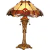 Image de Clayre & Eef Lampe de table Tiffany Ø 40x53 cm Rouge Beige Verre