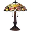 Image de Clayre & Eef Lampe de table Tiffany Ø 44x57 cm Jaune Vert Verre Fleurs
