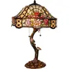 Image de Clayre & Eef Lampe de table Tiffany Ø 45x62 cm Vert Rose Verre Fleurs
