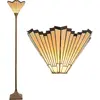 Image de Clayre & Eef Lampadaire Tiffany 37x37x183 cm Couleur or Polyrésine