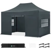 Image de Vonroc Tente De Réception Pliante 3x4,5 M Grise Avec Parois Latérales Easy Up Étanche Uv 50+ Spt502xx