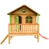 Image de Stef Maison Enfant Avec Toboggan Rouge Aire De Jeux Pour L'Extérieur En Marron & Vert Maisonnette / Cabane De Jeu En Bois Fsc - Axi