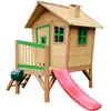 Image de Robin Maison Enfant Avec Toboggan Rouge Aire De Jeux Pour L'Extérieur En Marron & Vert Maisonnette / Cabane De Jeu En Bois Fsc - Axi