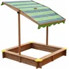 Image de Axi Lily Bac À Sable Enfant En Marron / Vert 118 X 118 Cm Bac À Sable Pour Enfants En Bois Fsc Avec Couvercle / Toit Ouvrant Pivotant Réglable En Hauteur