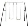 Image de Portique En Metal - Balancoire Double, Pour 2 Enfants Balançoire Metal, Portique Balançoire Métal Pour L'Extérieur / Le Jardin 2 Agrès - 210 X 210 X 217 Cm - Blanche & Grise - Axi