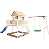 Image de Axi Liam Maison Enfant Avec Bac À Sable, Balançoire Nid D’Oiseau Vert & Toboggan Bleu | Aire De Jeux Pour L'Extérieur En Marron & Blanc | Maisonnette