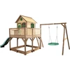 Image de Axi Liam Maison Enfant Avec Bac À Sable, Balançoire Nid D’Oiseau Vert & Toboggan Vert | Aire De Jeux Pour L'Extérieur En Marron & Vert | Maisonnette