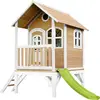Image de Axi Tom Maison Enfant Avec Toboggan Vert Clair | Aire De Jeux Pour L'Extérieur En Marron & Blanc | Maisonnette / Cabane De Jeu En Bois