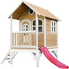 Image de Axi Tom Maison Enfant Avec Toboggan Rouge | Aire De Jeux Pour L'Extérieur En Marron & Blanc | Maisonnette / Cabane De Jeu En Bois