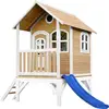 Image de Axi Tom Maison Enfant Avec Toboggan Bleu | Aire De Jeux Pour L'Extérieur En Marron & Blanc | Maisonnette / Cabane De Jeu En Bois